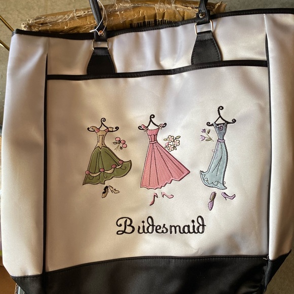 Handbags - NWOT Satin Embroidered BRIDESMAID Large Tote